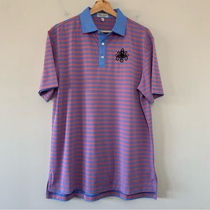 Peter Millar Summer Comfort Polo Mens Medium Striped Embroidered Golf Resortwear